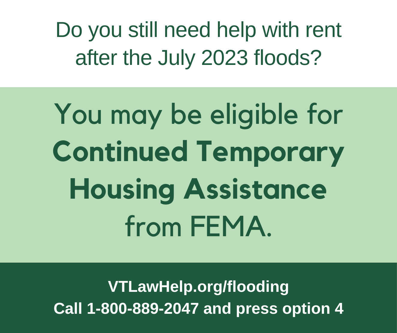 Do you still need help with rent after the July 2023 floods? Text description follows image