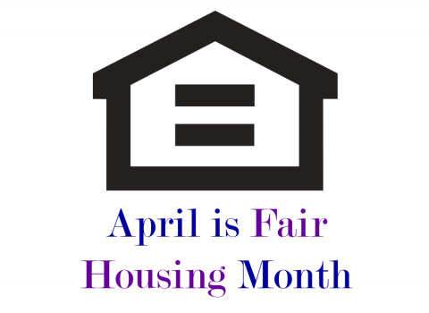 Image of house and text saying April is Fair Housing Month