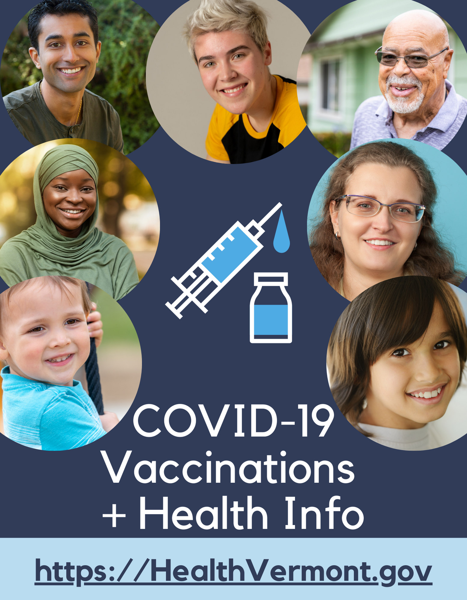 Graphic that says COVID vaccinations and health information