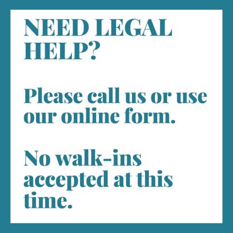 Graphic that says "Please call us or use online form. No walk-ins accepted at this time."