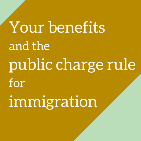 Graphic that says "Your benefits and the public charge rule for immigration"
