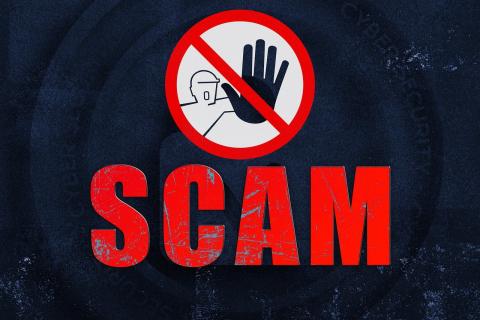 Graphic that says "Scam" in big, red letters