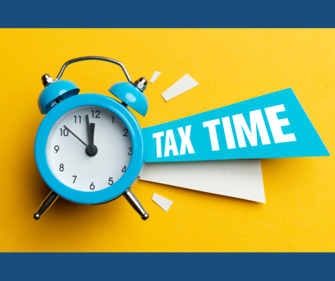 Alarm clock and words: Tax time