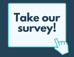 Graphic that says: Take our survey!